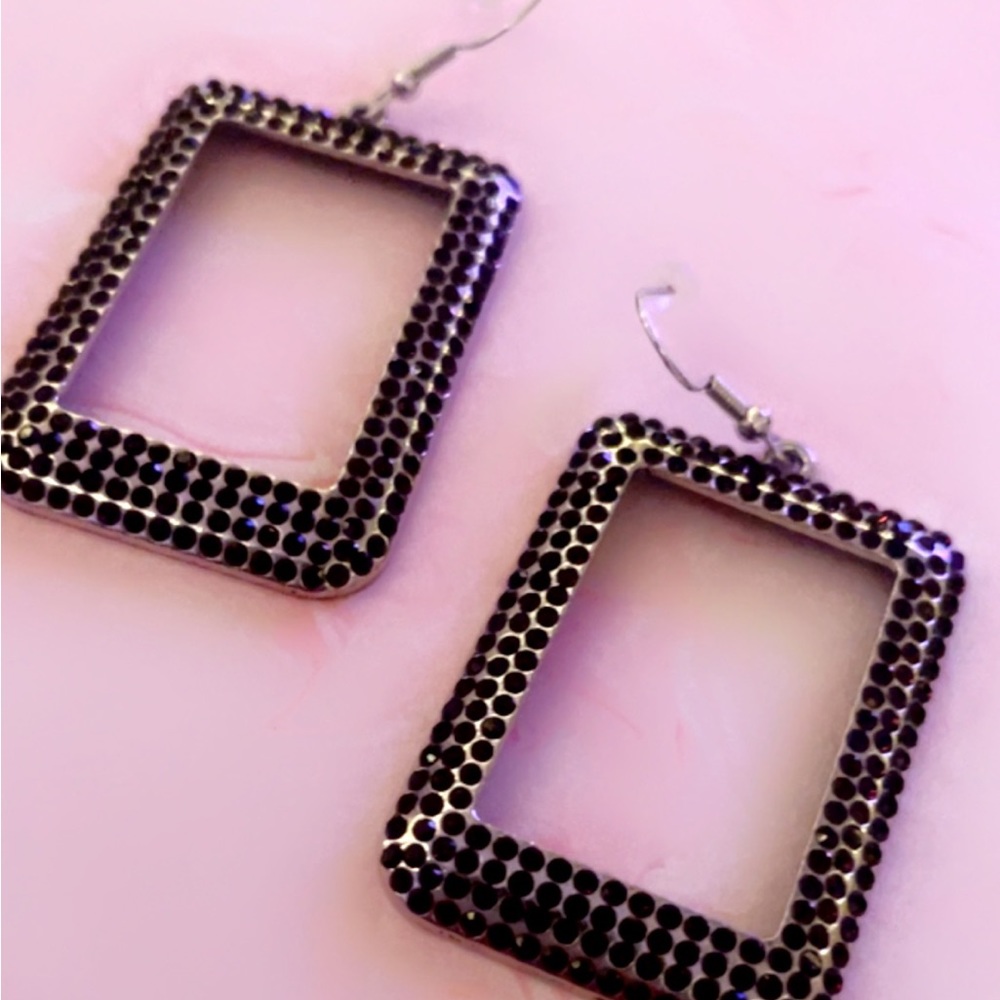 square shiny earrings